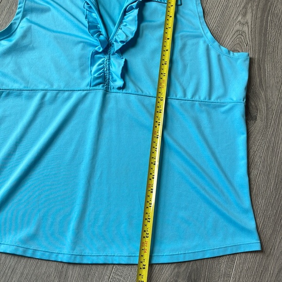 Foursome Performance Blue Collared Ruffled V-neck - Picture 6 of 9